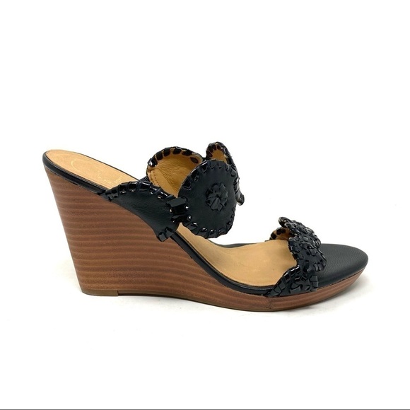 Jack Rogers Black Wedge Sandals Size 7 - Picture 3 of 8